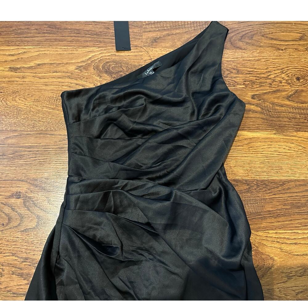 Lulus Dreaming of Elegance One Shoulder Satin Maxi Dress Black XS NWT Formal - Picture 3 of 9